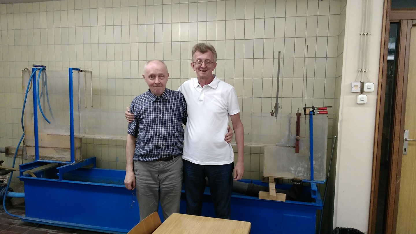 Sa prof.dr.sc. Hovany Lajosem u Laboratoriji za hidrotehniku Građevinskog fakulteta u Subotici, Univerzitet u Novom Sadu - 27.06.2017. godine